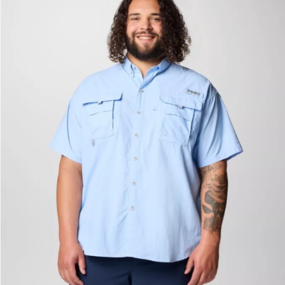 COLUMBIA Mens Short Sleeves Blue Shirt | XXL